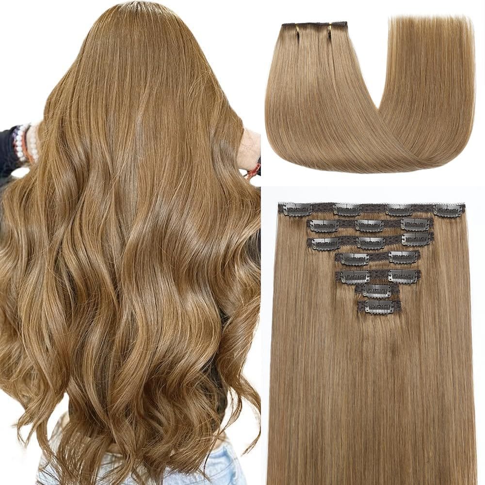 Extensões de cabelo YNSNR Real Human Hair 18 polegadas 120 g 7 unidades