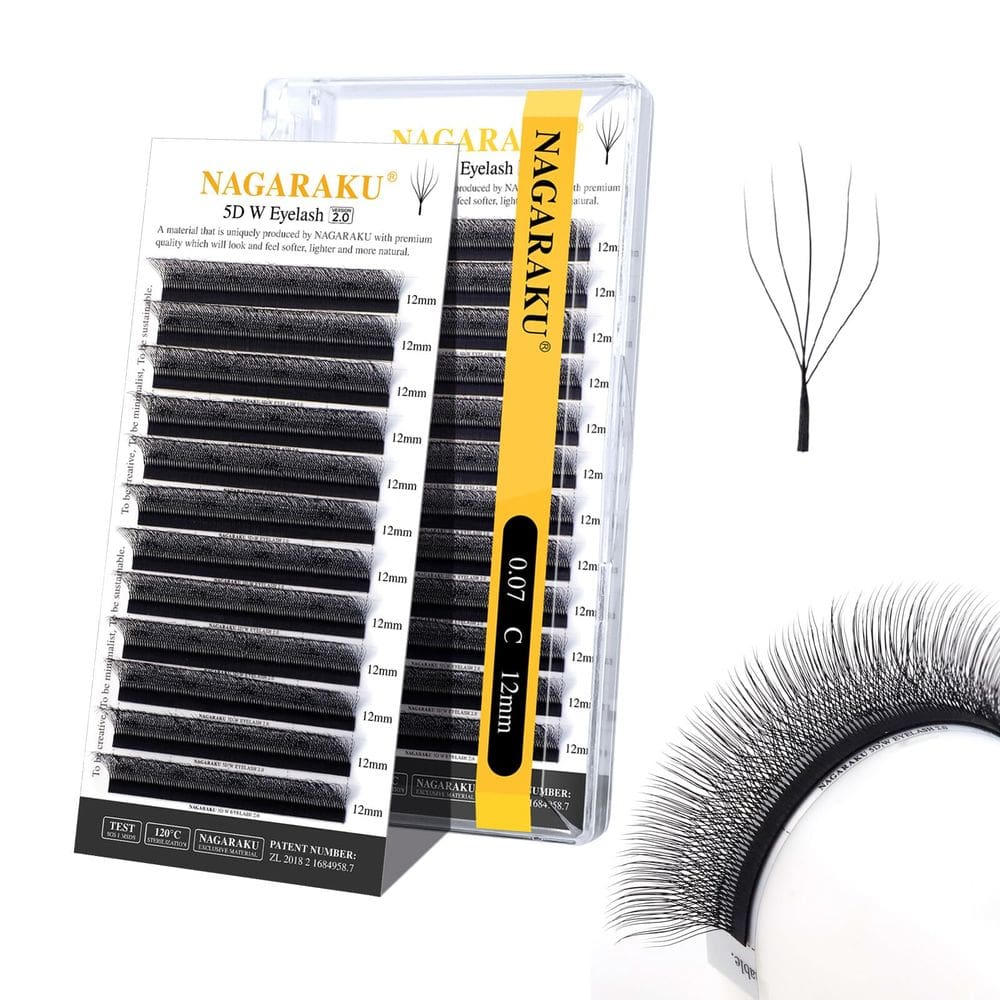 Extensão de cílios NAGARAKU 5D W Shape Versão 2.0 0,07 mm C 12 mm