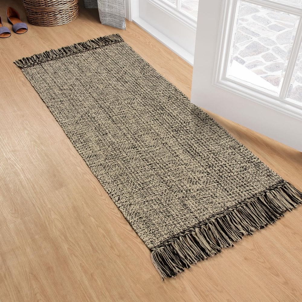 Tapete Runner Collive Kitchen, 2 x 4,3 pés, tecido à mão, reversível
