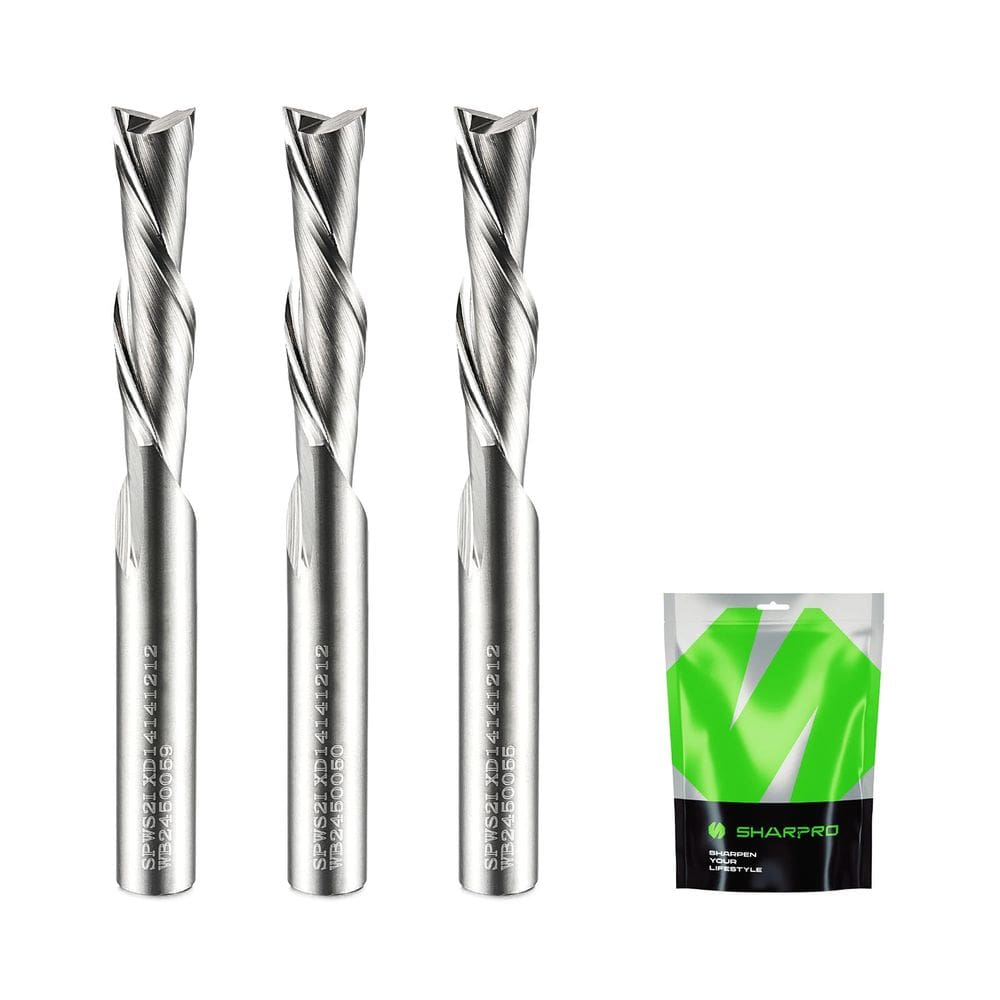 Broca de roteador SHARPRO Downcut Spiral, haste de 1/4", corte de 6,35 mm