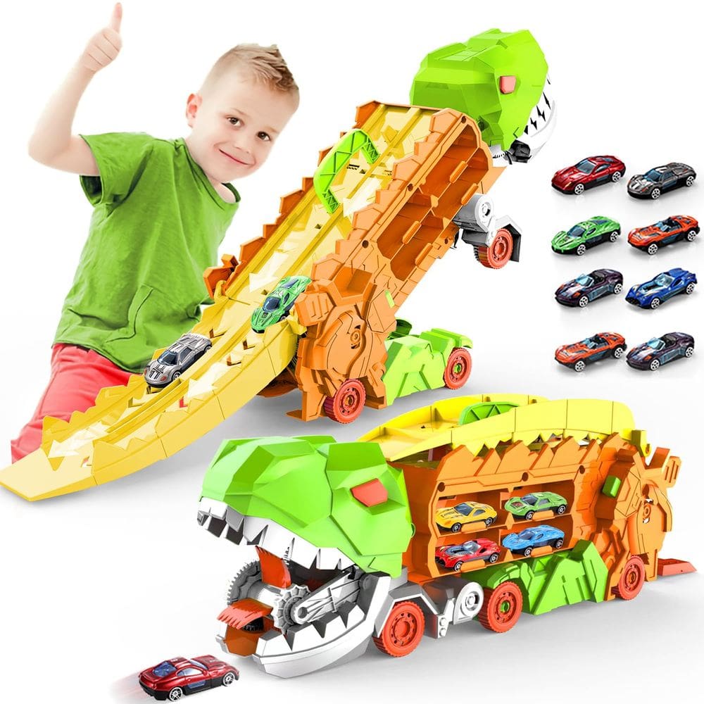 Toy Dinosaur Ultimate Hauler Track Dufuntotoys City com 4 carros