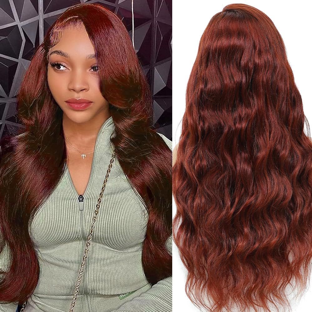 Peruca Hiyoker Cabelo humano castanho avermelhado 13x4 HD Lace 55cm