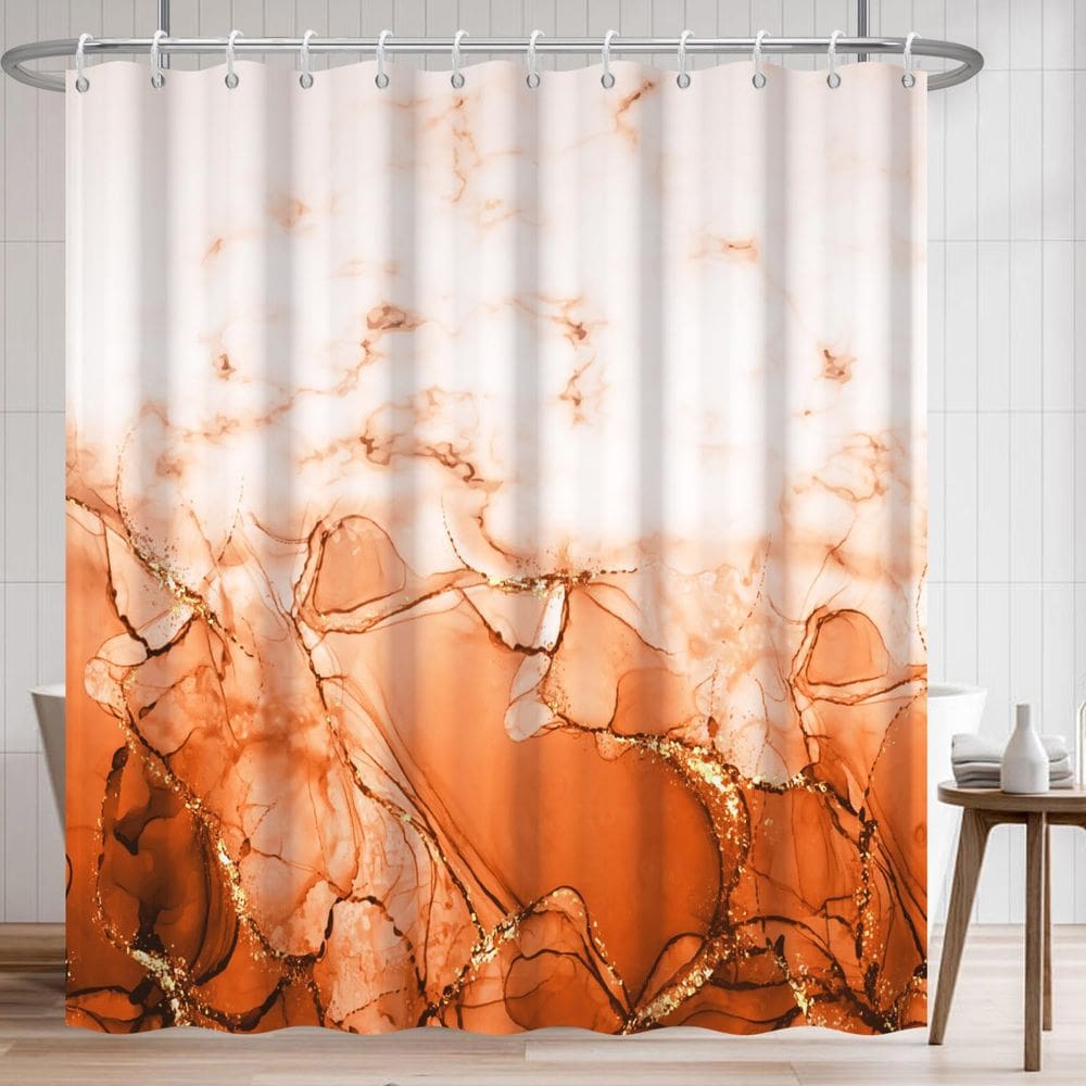 Cortina de chuveiro Uiiooazy Burnt Orange Abstract Marble 180x180cm