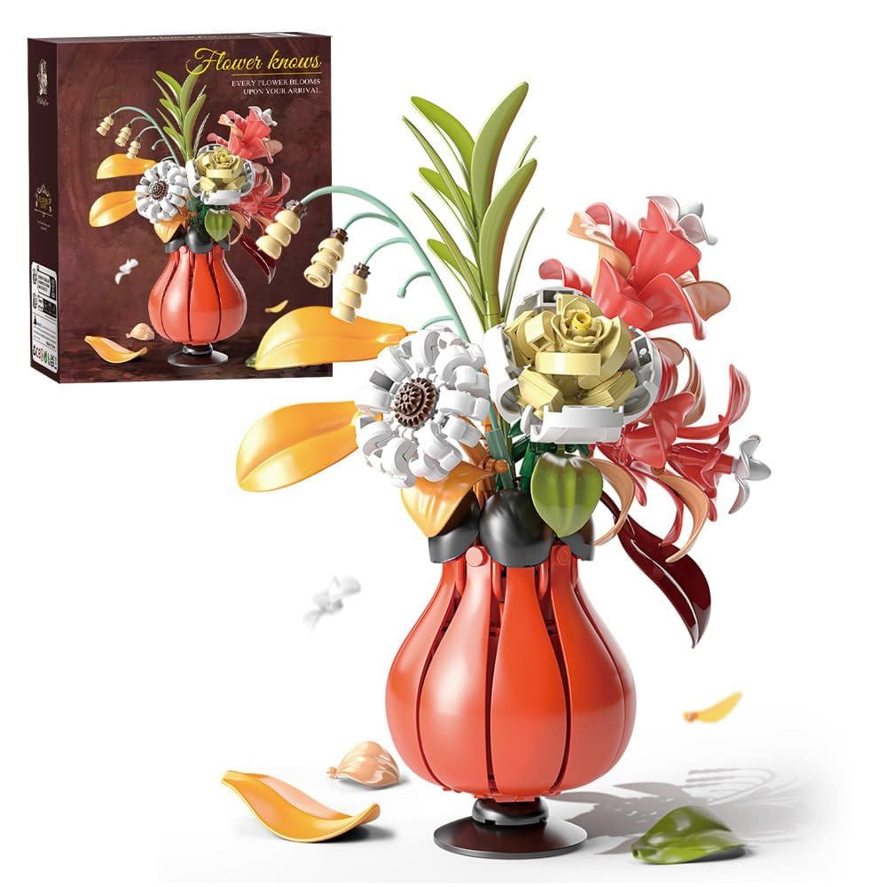Conjunto de construção Flowers Bouquet NETEHU 382 Bricks Blocks Toy