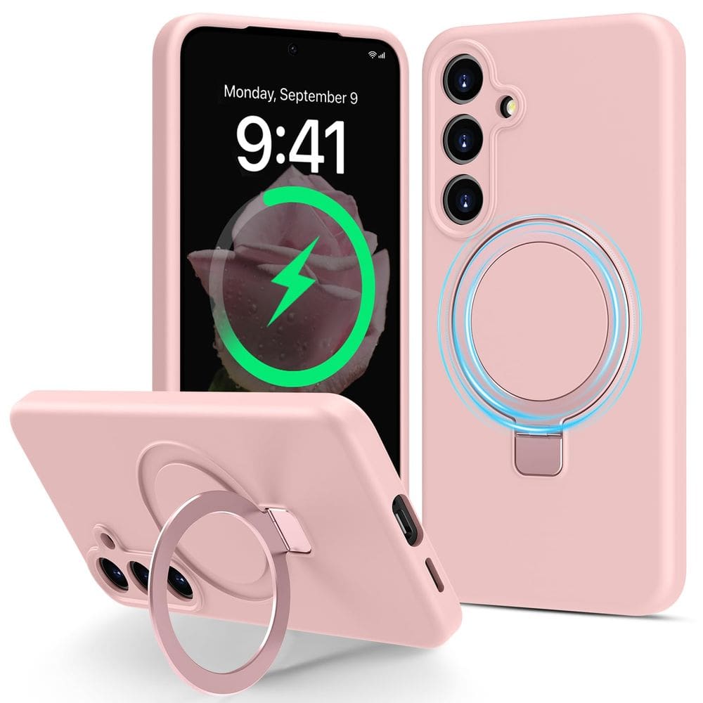 Capa de telefone Vaxiliiy para Samsung Galaxy S25 com suporte rosa