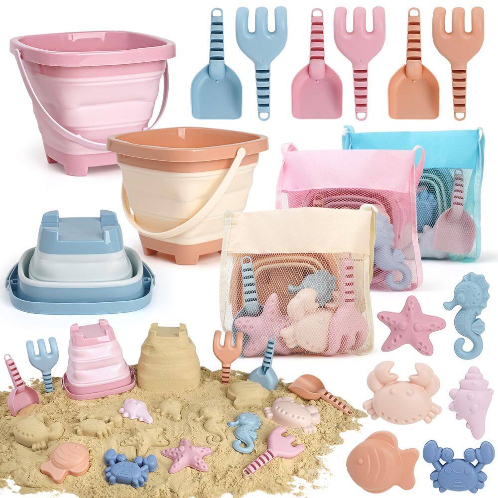 Conjunto de brinquedos de praia Dreamon para crianças de 3 a 10 anos com baldes dobráveis