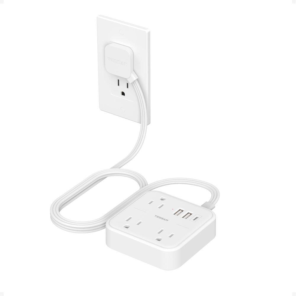 Cabo de extensão TESSAN com 3 tomadas USB (1 USB C) e 3 tomadas AC