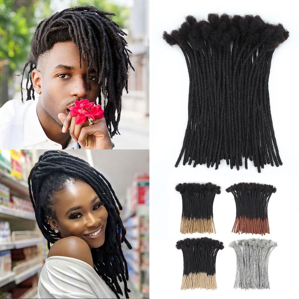 Dreadlock Extensions Vecago 50 fios de cabelo humano de 0,4 cm