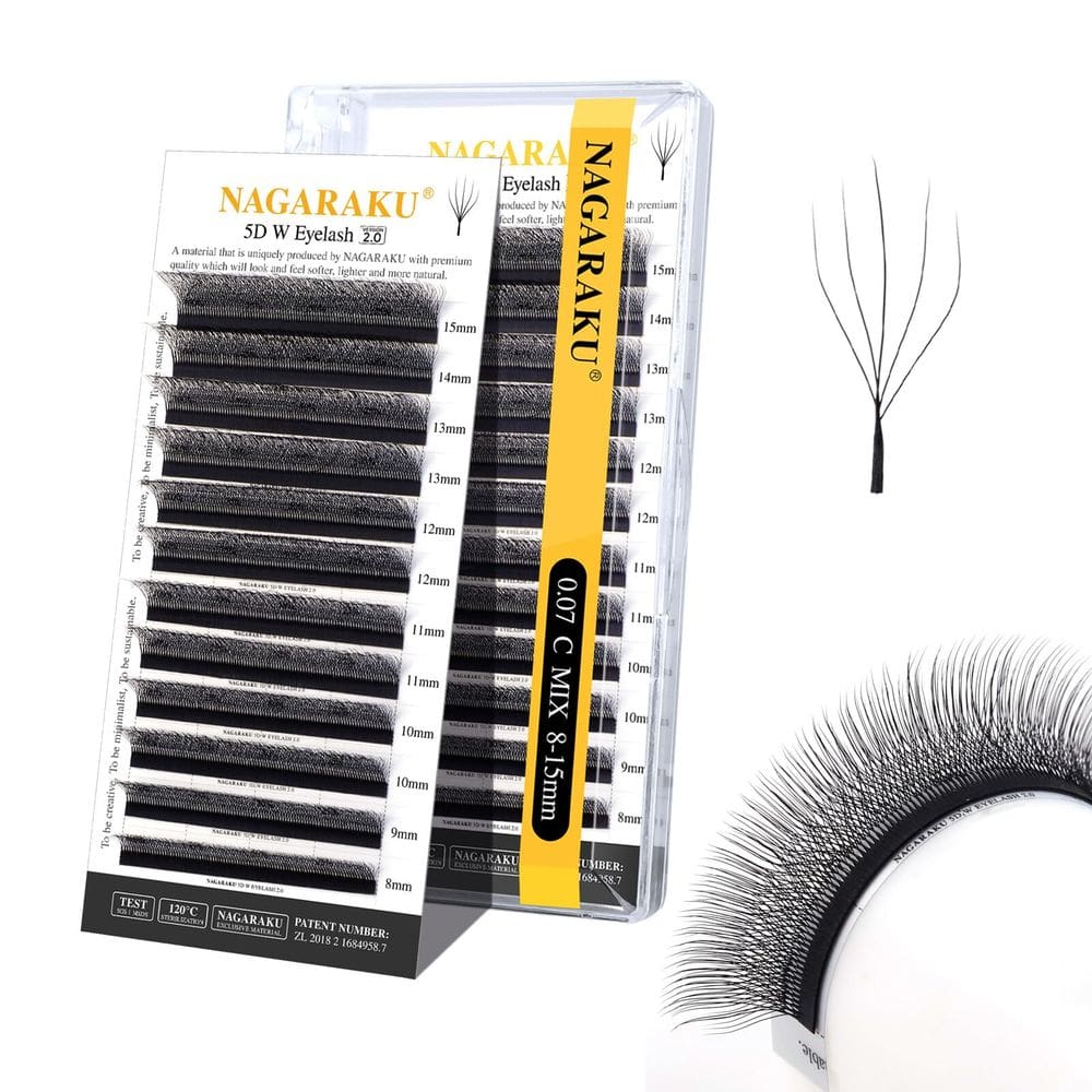 Extensão de cílios NAGARAKU 5D W Shape Versão 2.0 0,07 mm C Curl