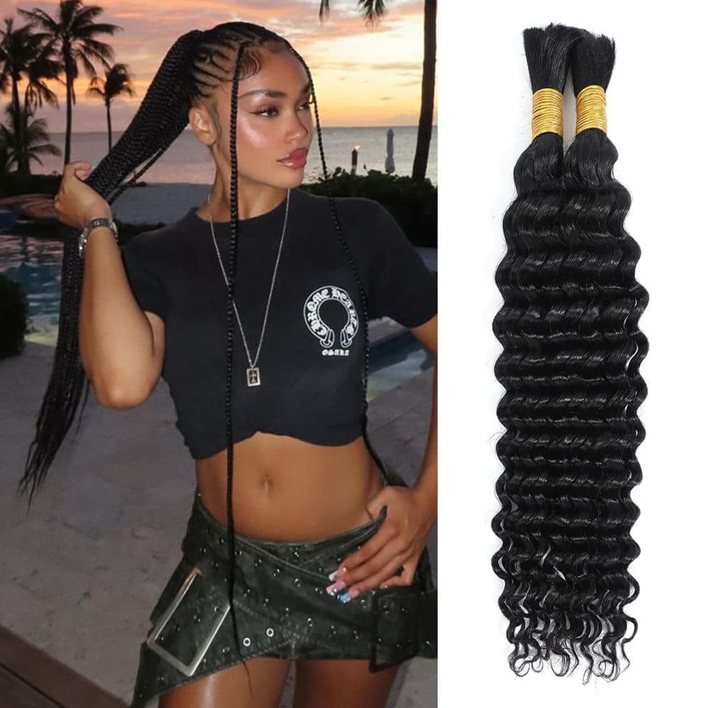 Cabelo humano a granel para trançar Ocahsm Deep Wave 24cm 100g