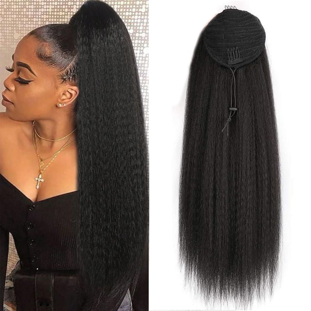Extensão de rabo de cavalo SAKALAKA Drawstring Human Hair 45cm