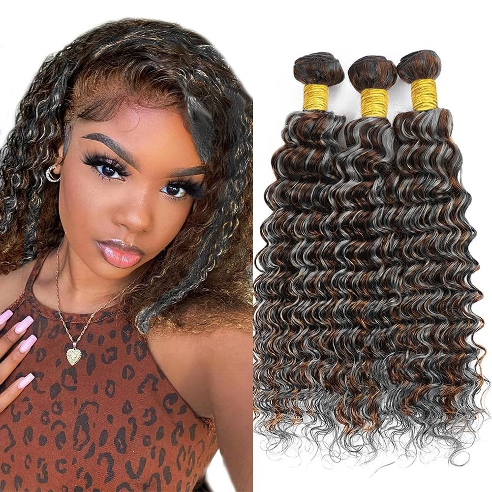 Pacotes de cabelo Biottihair Highlight Grey Ombre Grey Deep Wave