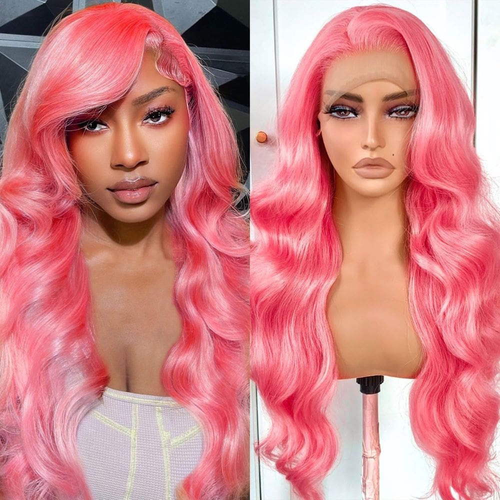 Peruca BOTNNS Pink Human Hair 24" 200 Density Body Wave