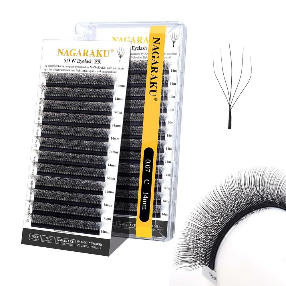 Extensão de cílios NAGARAKU 5D W Shape Versão 2.0 0,07 mm C 14 mm