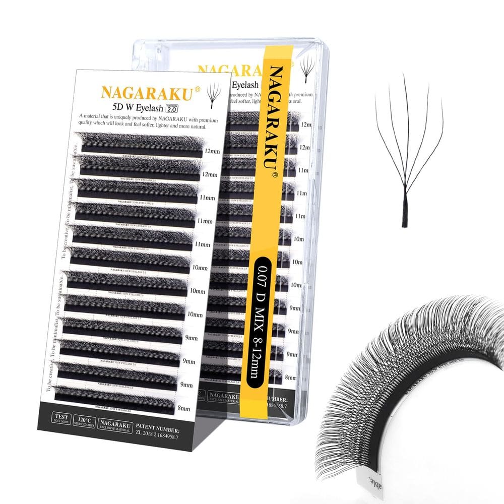 Extensão de cílios NAGARAKU 5D W Shape Versão 2.0 0,07 mm D Curl