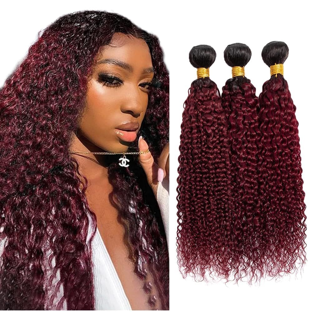Pacotes de cabelo Raivide Burgundy Ombre Red Curly 55-65cm
