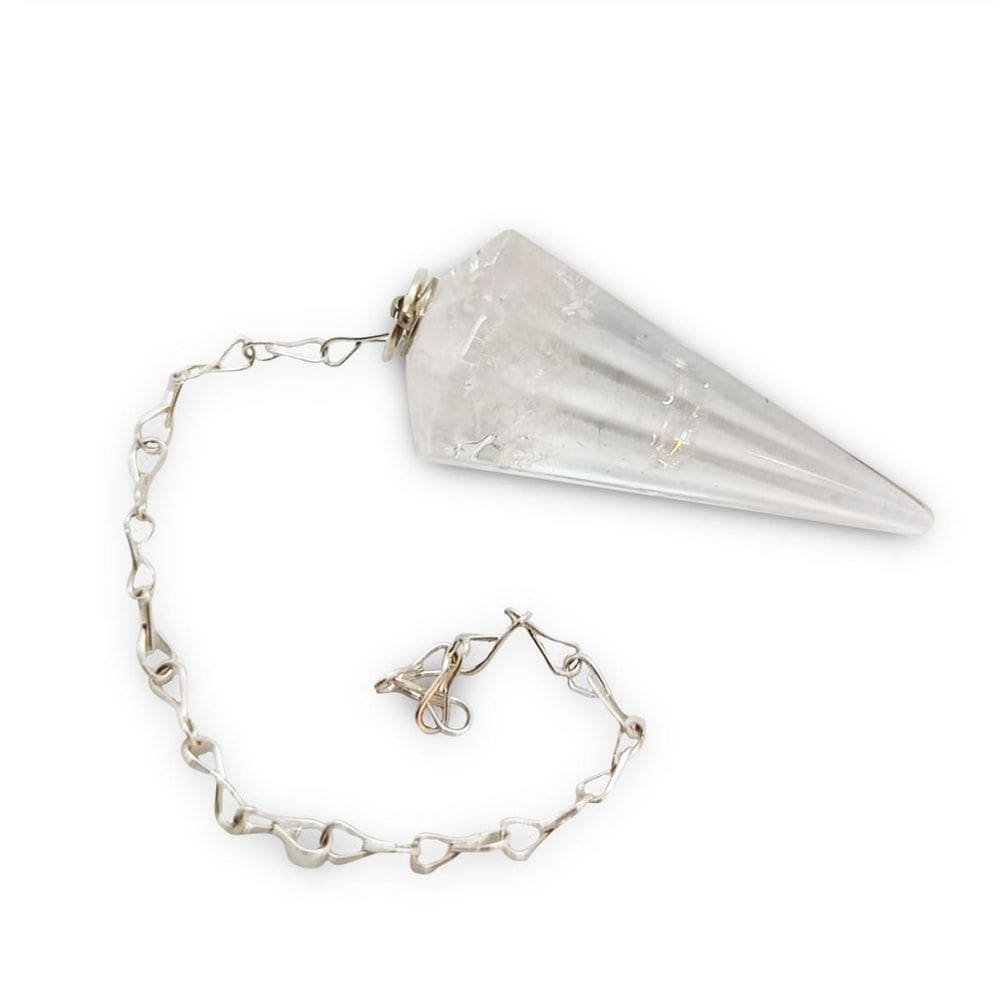 Pêndulo Pedra de Cristal Lapidado Radiestesia Proteção 4 cm