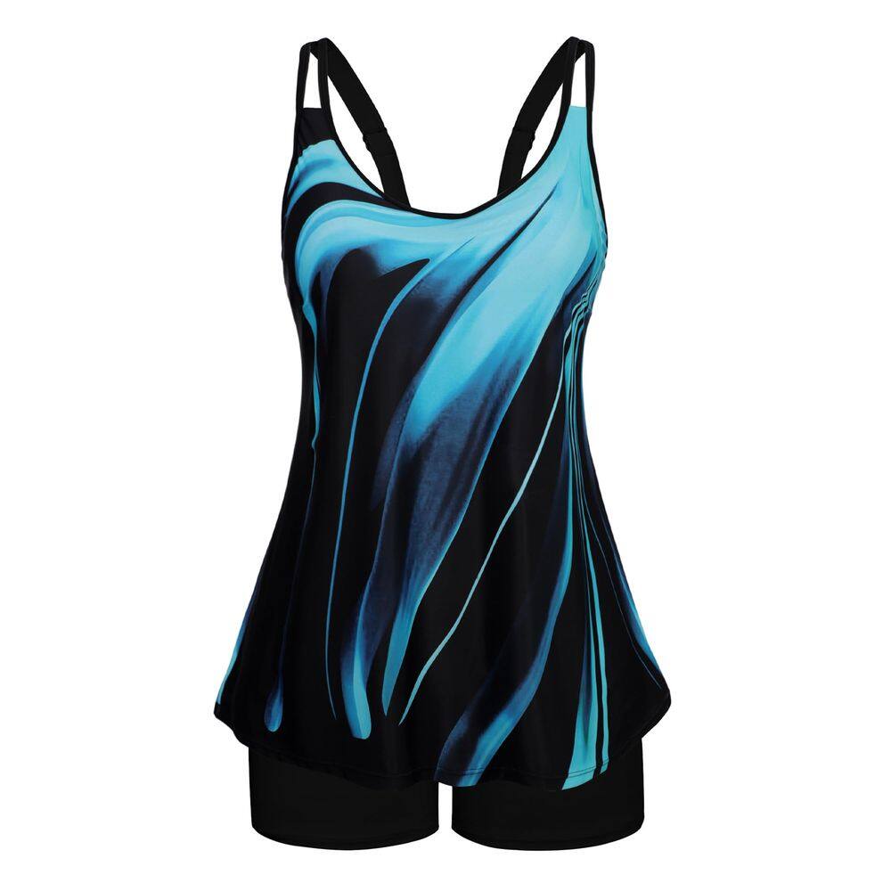 Fatos de banho Tankini Arolina Tummy Control de cintura alta azuis 24W