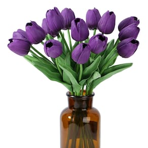 Flores artificiais SITUMEIZI Tulipas 15 peças Real Touch 14 cm