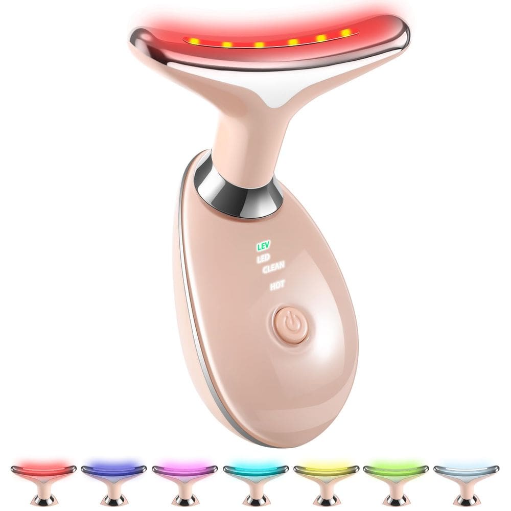 Ferramenta de massagem facial e pescoço VGY 7 em 1 com terapia de luz vermelha