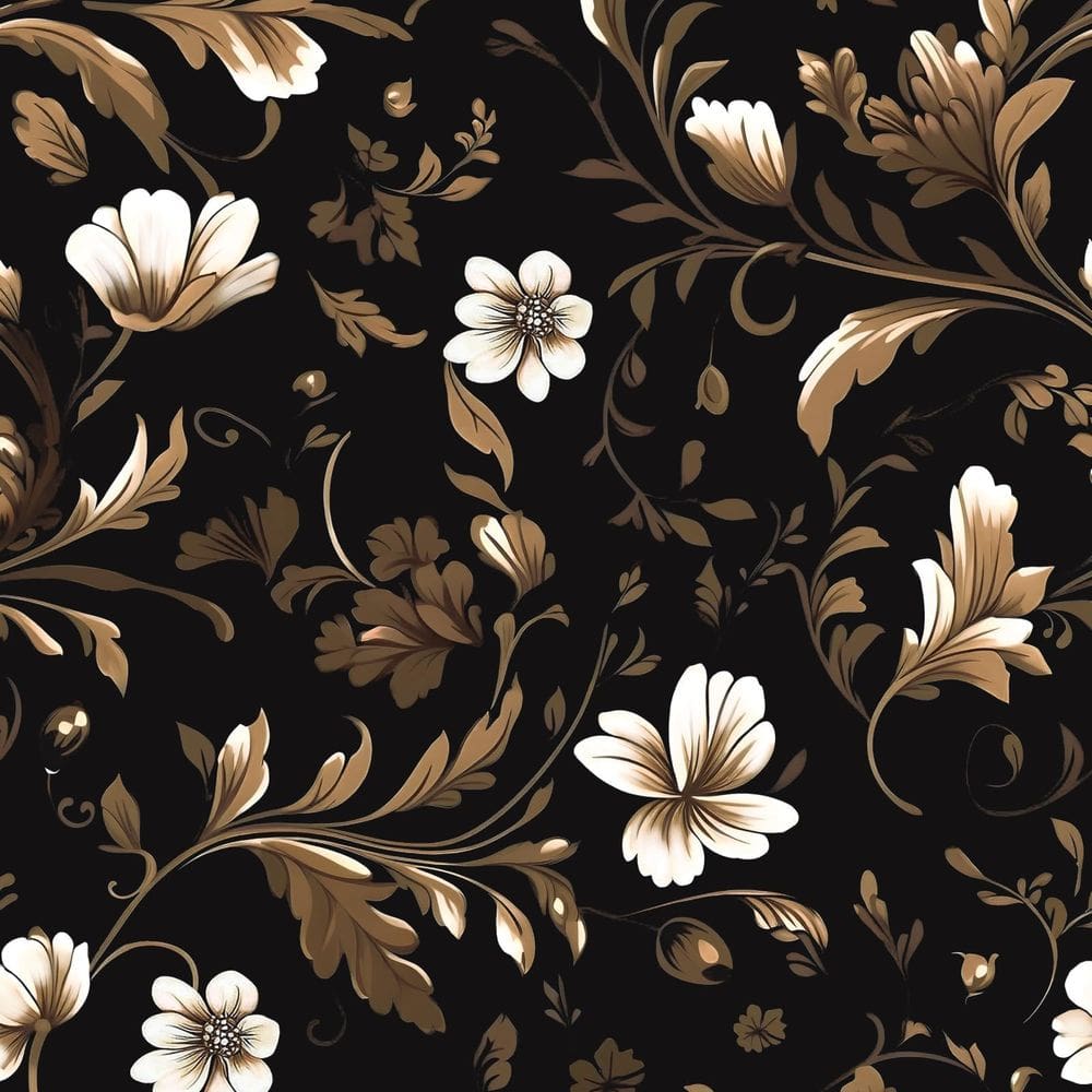 Papel de parede Fvlow Vintage Peel and Stick Black Floral 17,4x118
