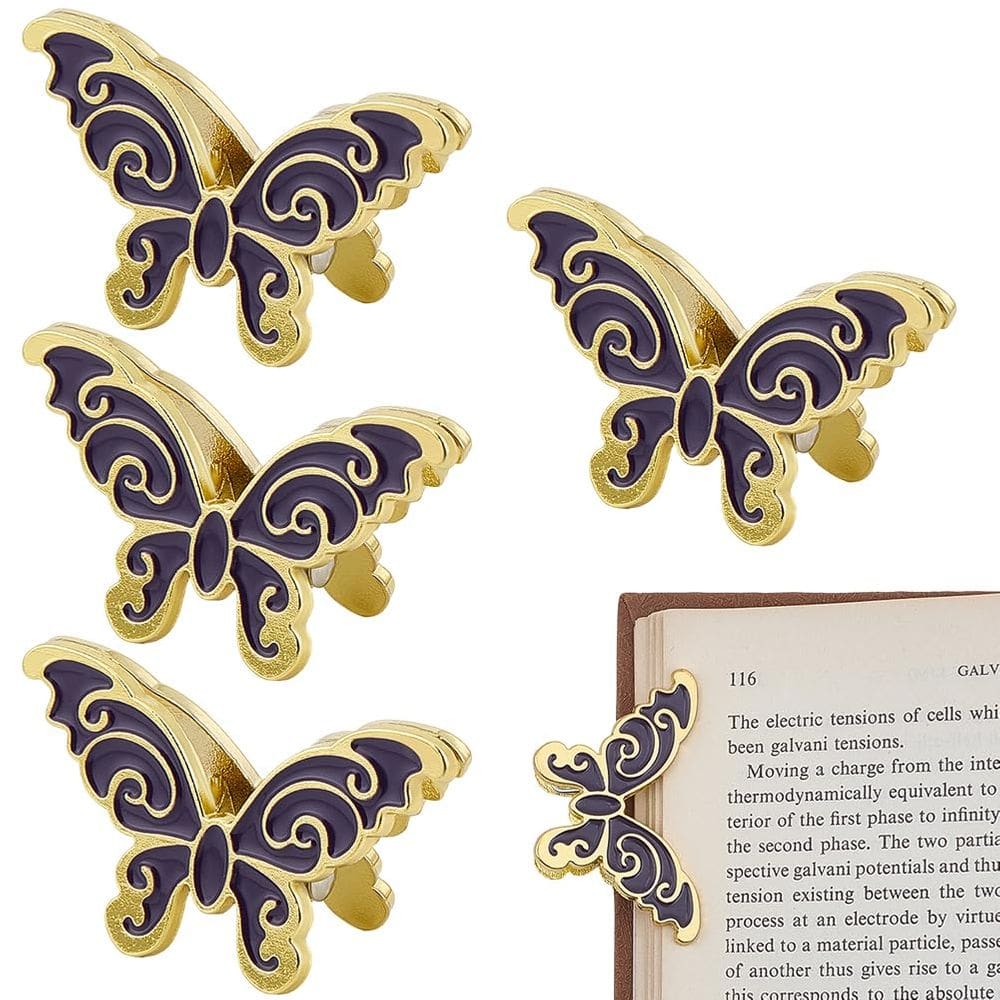 Clipe de livro Butterfly CRASPIRE Vintage Gold Alloy 4 unidades