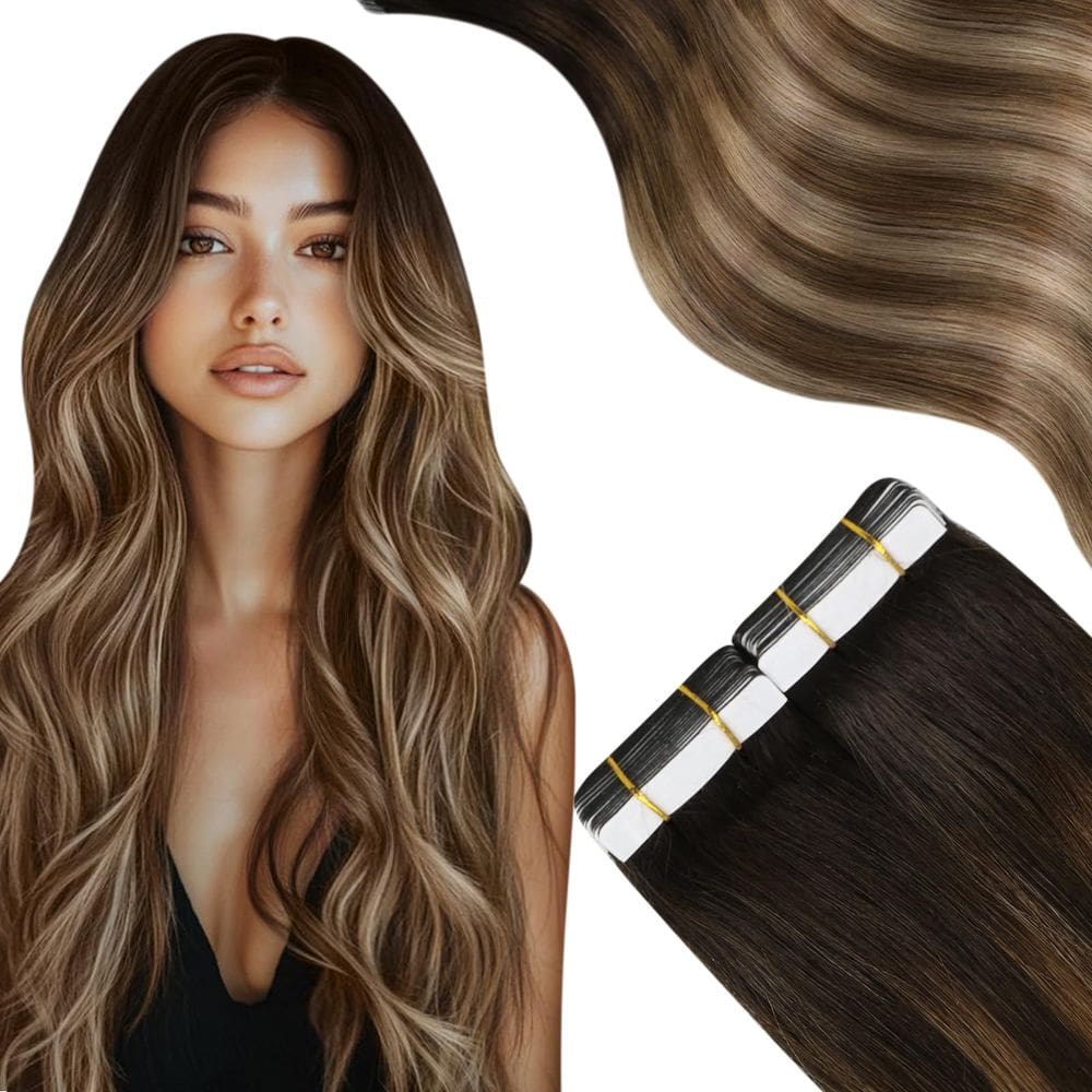 Fita adesiva em extensões de cabelo Moresoo 18 polegadas 20 unidades 50g #4 a #10