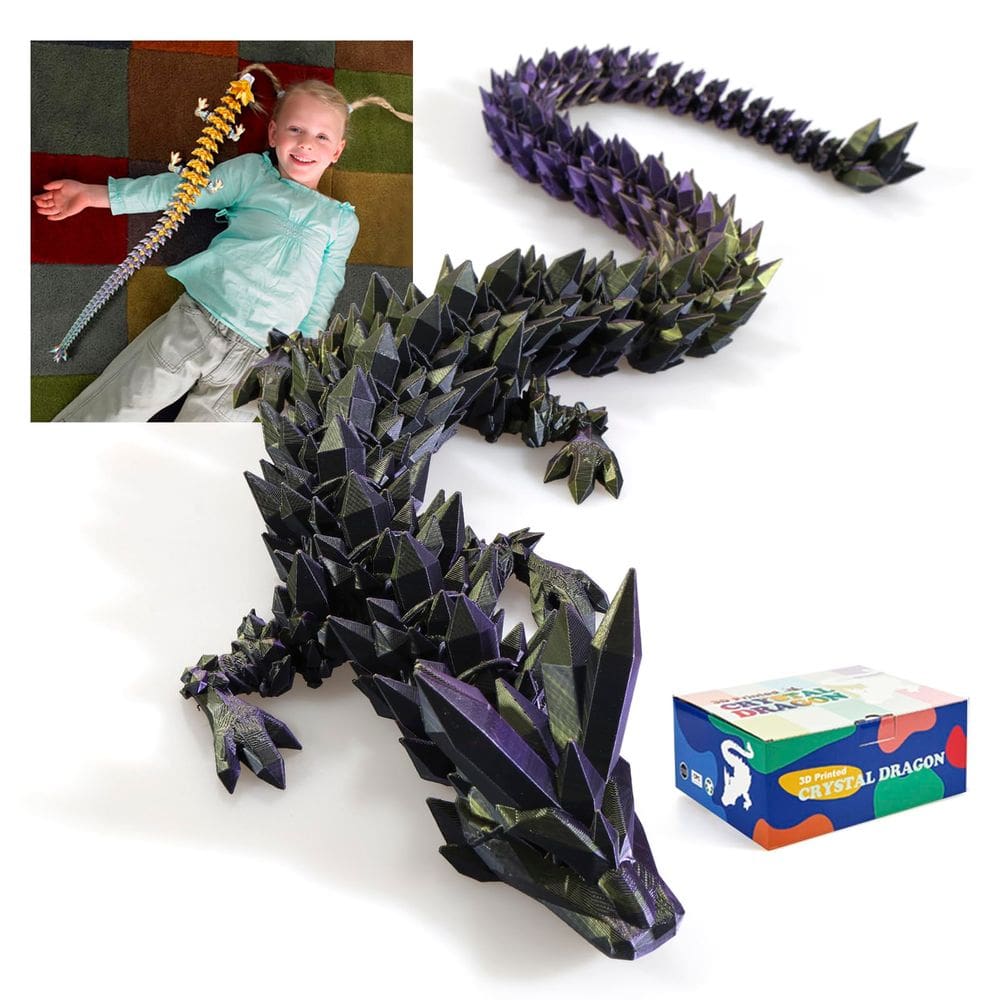 Dragon Toy RWSEFK 30 cm, dragão de cristal impresso em 3D