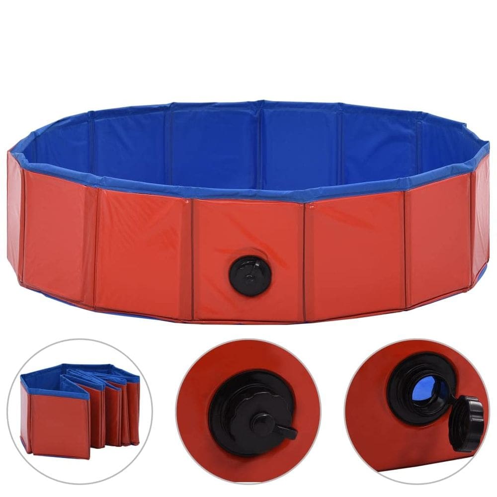 Piscina vidaXL em PVC dobrável para cães vermelho/azul