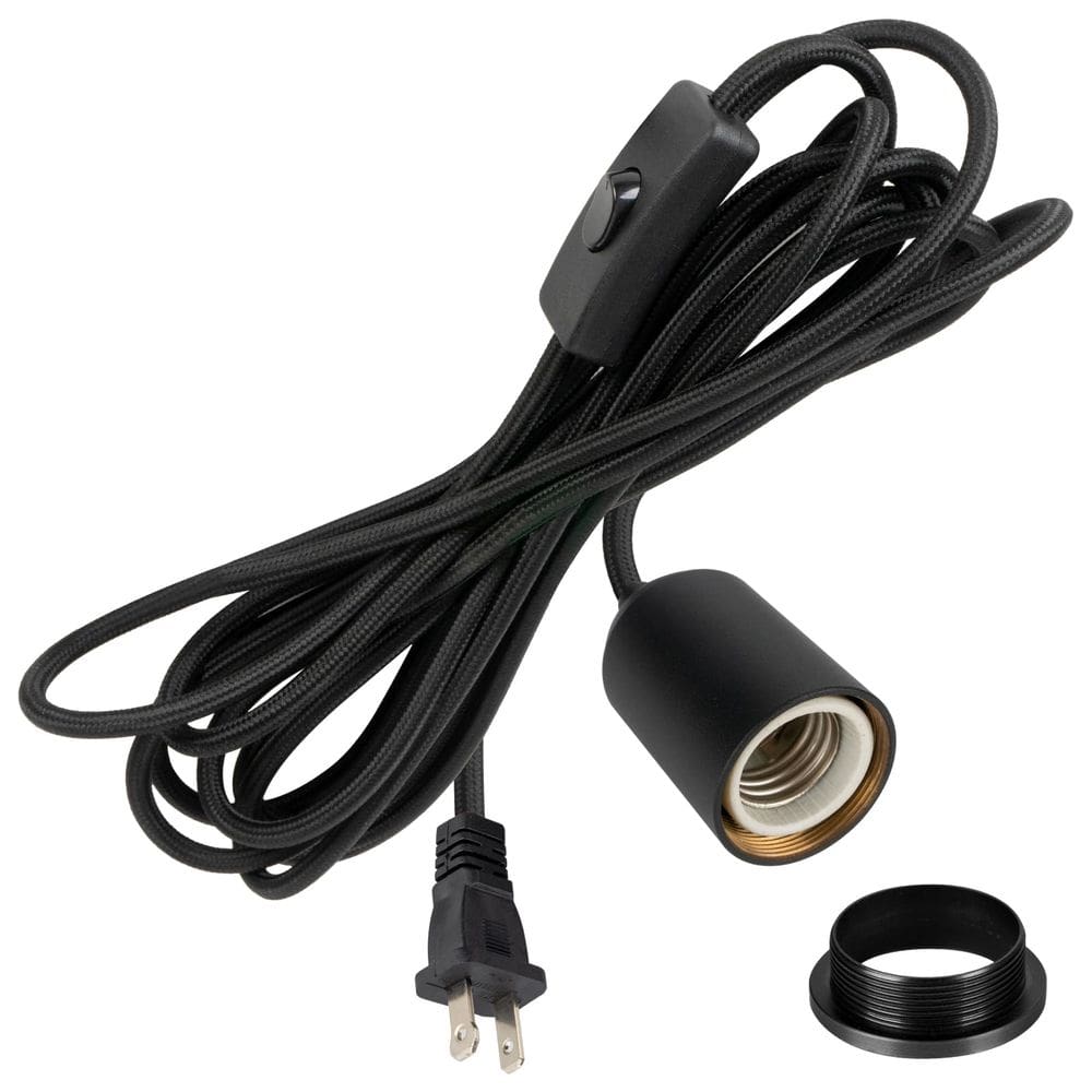 Conecte o cabo de luz pendente Hovnuyee com interruptor de 4,6 m preto