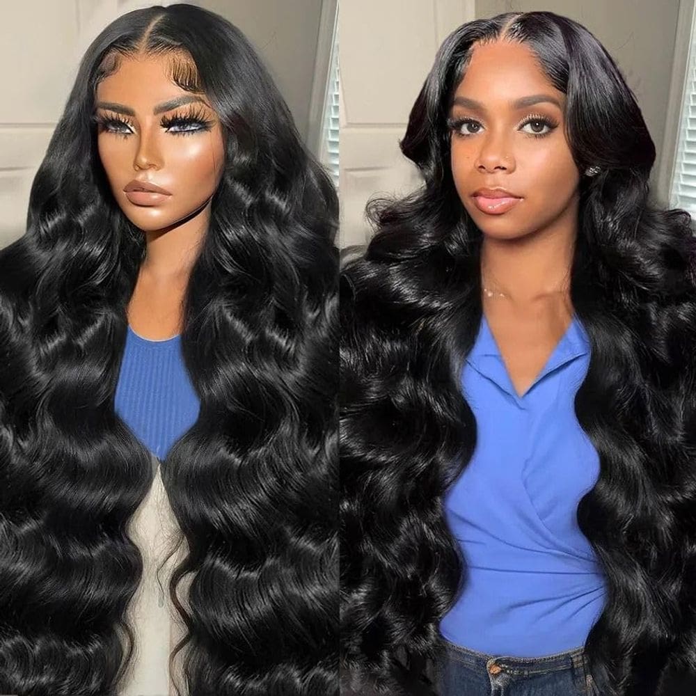 Perucas frontais de renda UPXIO Body Wave 24", cabelo humano com densidade de 200%
