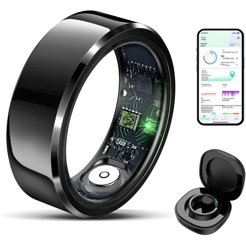 Rastreador de fitness Smart Ring Qjijolz, frequência cardíaca para mulheres/homens