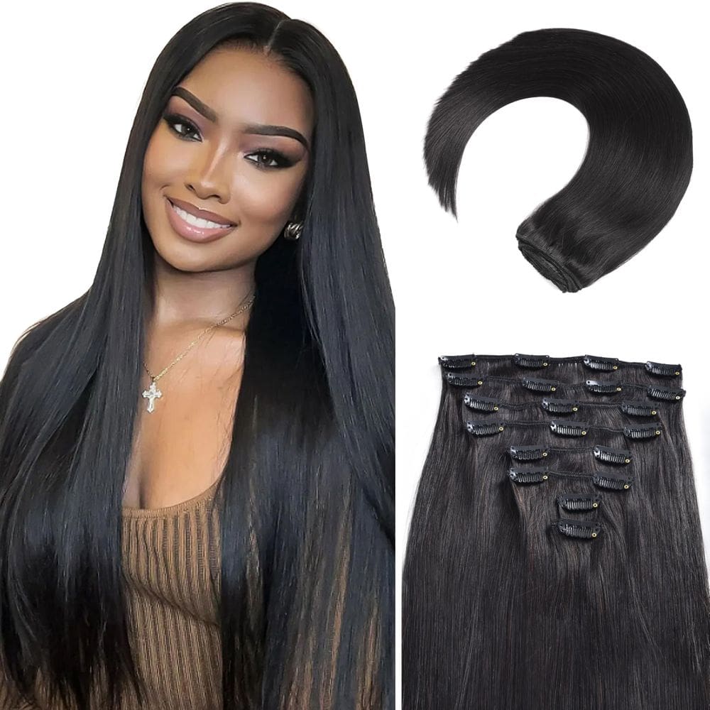 Extensões de cabelo Clip in MEYOFUN Real Human Hair 45cm 100g