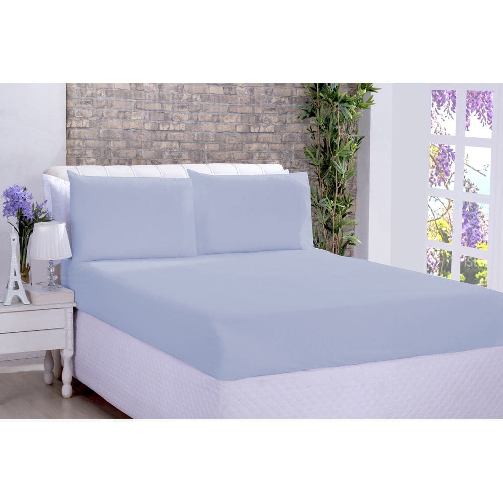 Lençol Microfibra Avulso Solteiro Azul Bebe