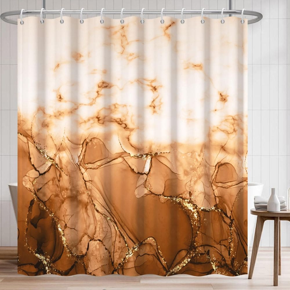 Cortina de chuveiro Uiiooazy Brown Abstract Marble 180x180cm