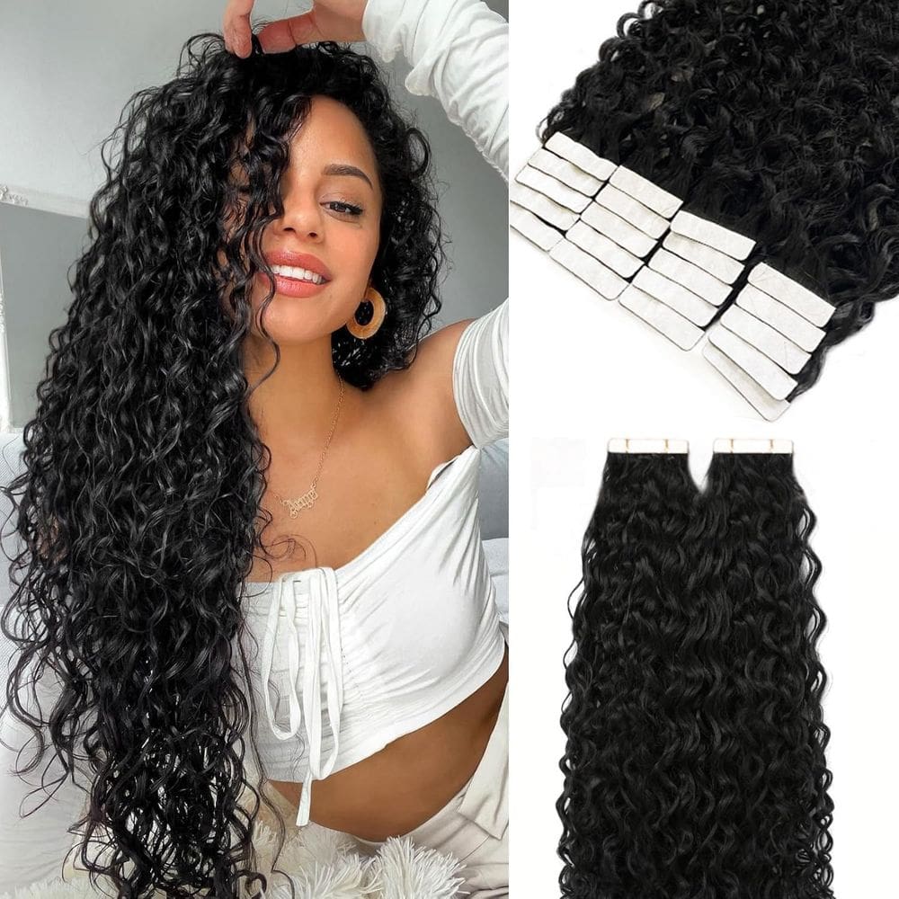 Fita adesiva em extensões de cabelo Smartinnov Deep Curly Human Hair