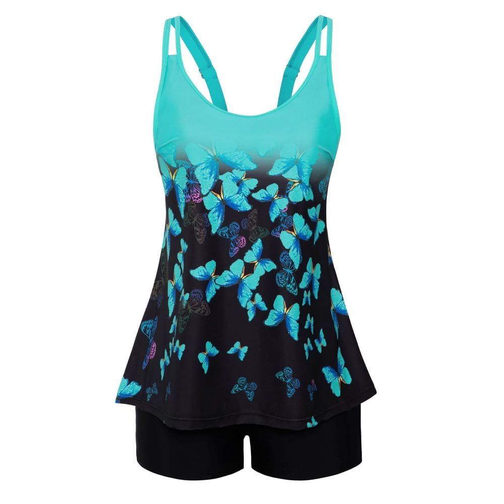 Fatos de banho Tankini Arolina Tummy Control de cintura alta azuis 24W