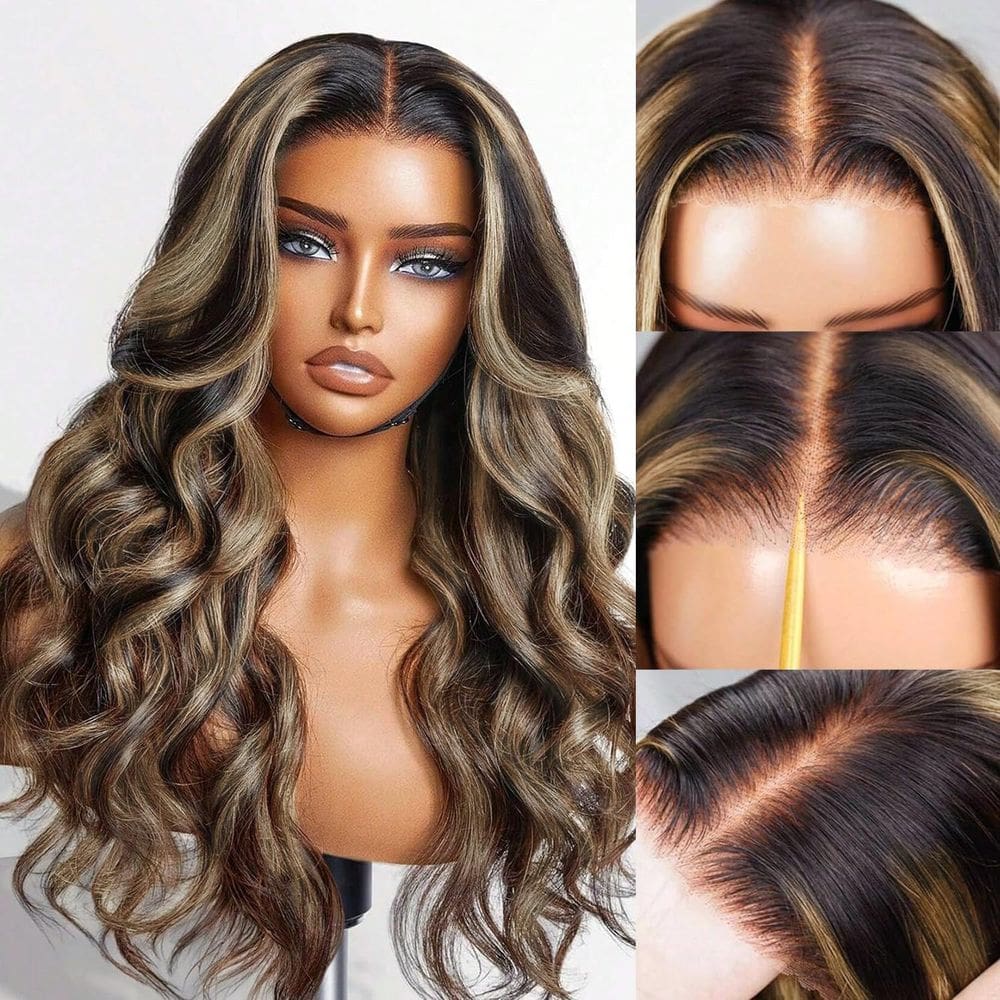 Peruca JKD Highlight Wear and Go, sem cola, cabelo humano de 30 polegadas