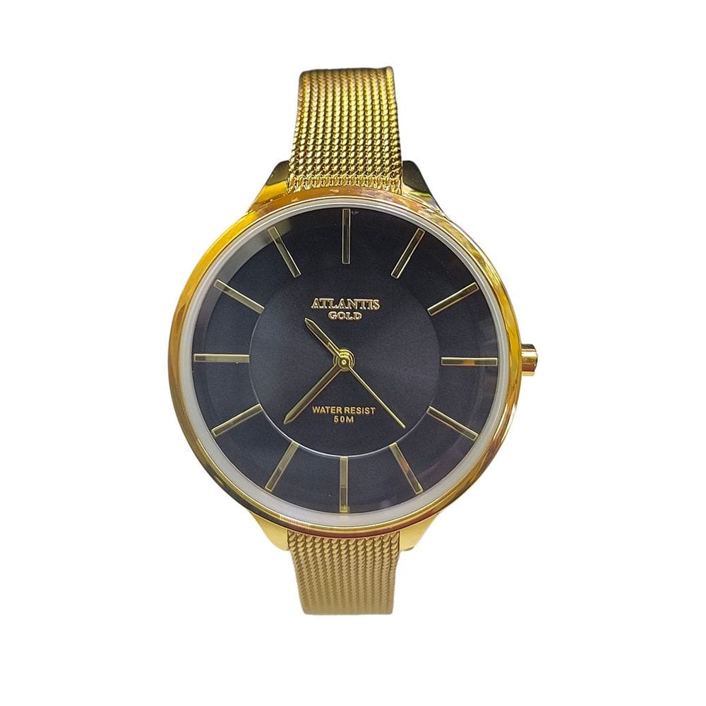 Relógio Atlantis Feminino Dourado Esteirinha Resistente 5atm
