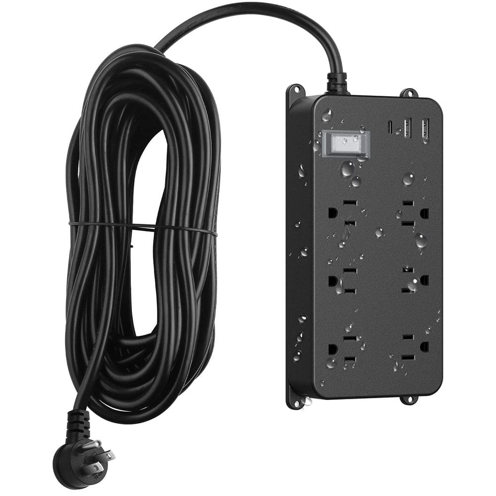 Protetor de sobretensão Jgstkcity Outdoor com USB C 6 tomadas 3 USB