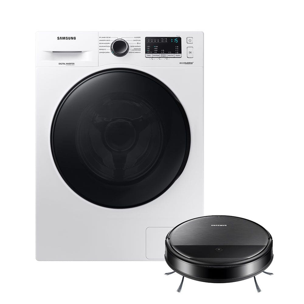 Kit Lava E Seca Wd11A Ecobubble Branca 11/7Kg 220V E Aspirador Robô 2 Em 1 Com Wi-Fi Vr5000