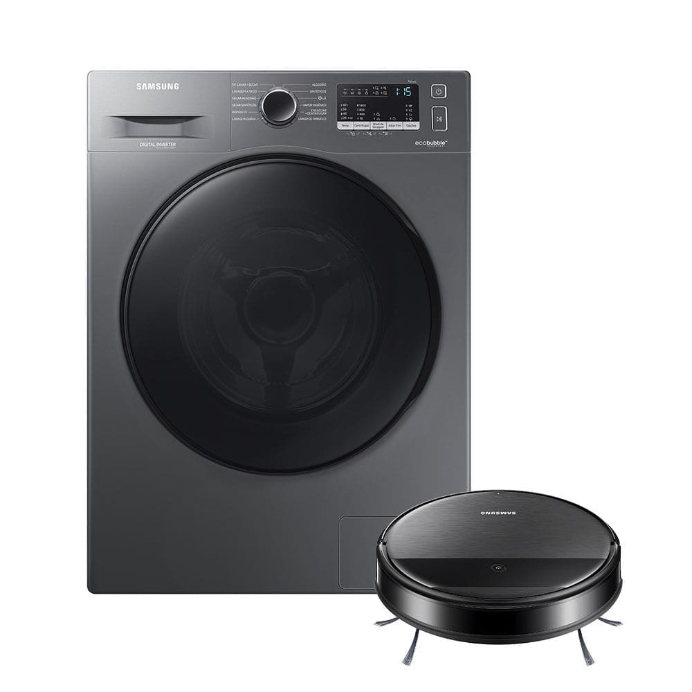 Kit Lava E Seca Wd11A Ecobubble Inox 11/7Kg 220V E Aspirador Robô 2 Em 1 Com Wi-Fi Vr5000