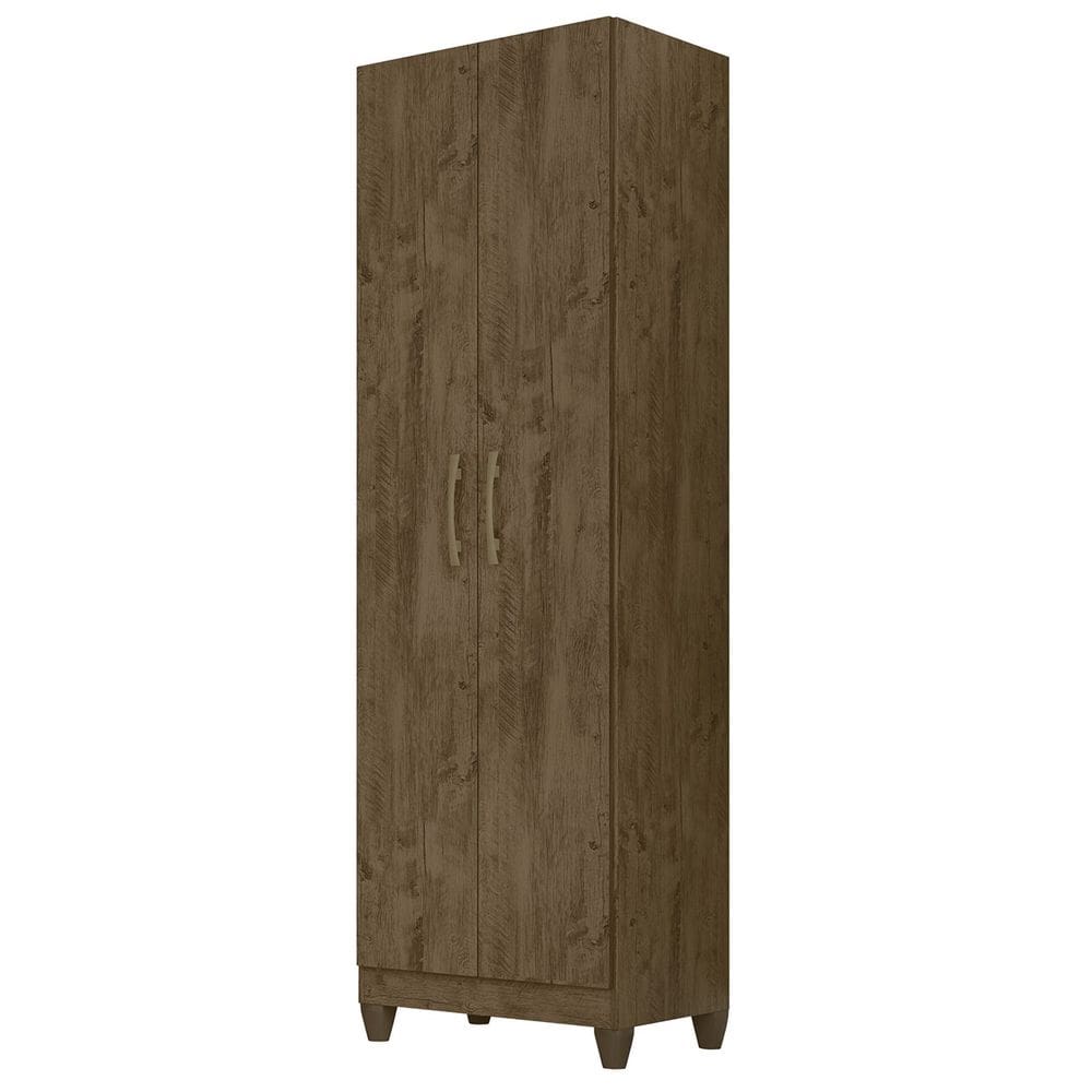 Armário Multiuso Lavanderia 55cm 2 Portas Staxx Castanho Wood Z17 - Mpozenato