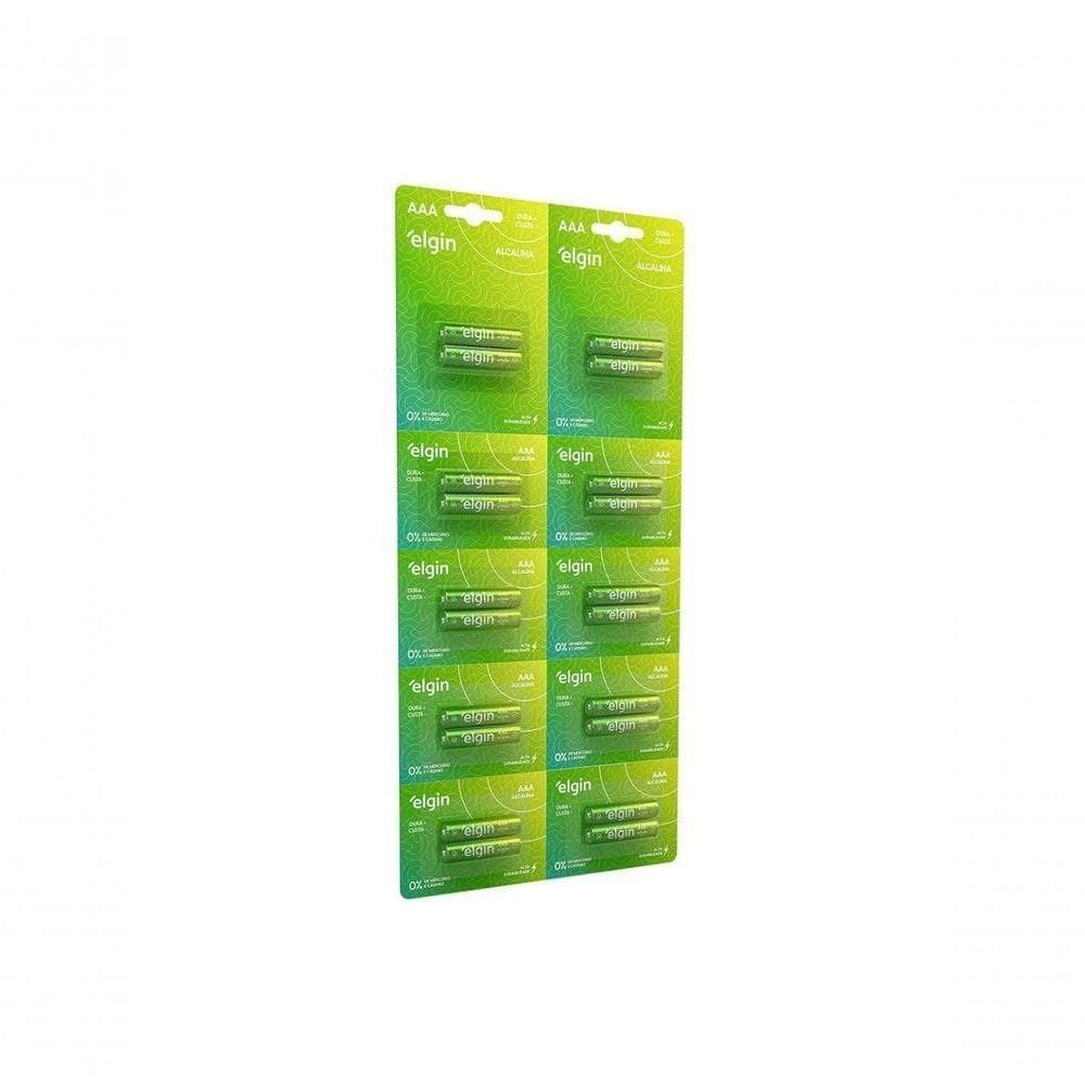 Pilha Alcalina Aaa Elgin 1.5v Blister Grande Com 10x2