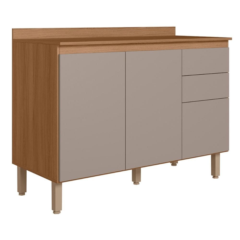 Balcão de Cozinha Acacia 120cm com Tampo 2 Portas 3 Gavetas