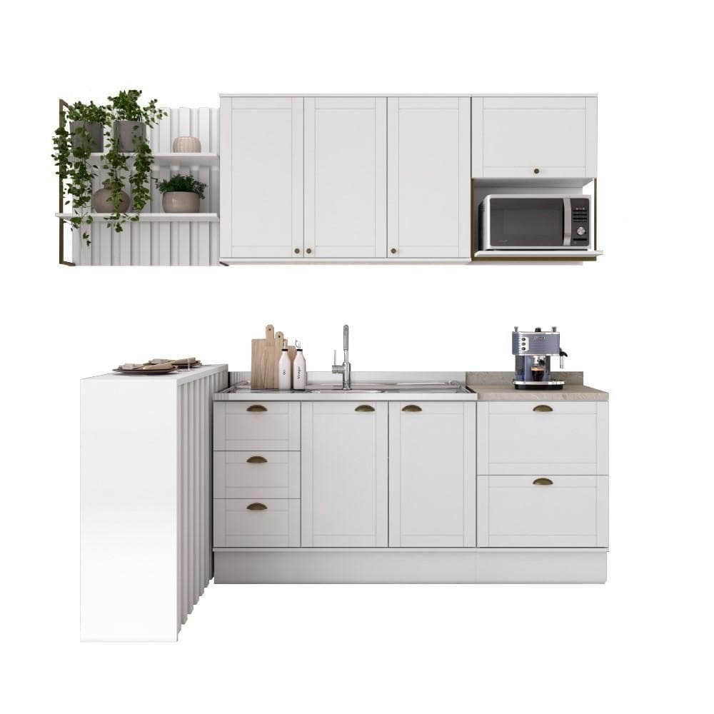 Cozinha Completa Milla Pro Armário E Balcão Branco Carraro