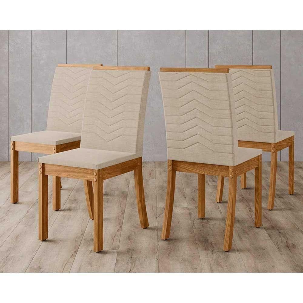 Kit 4 Cadeiras De Cozinha Isa Nature-linho Bege - Henn