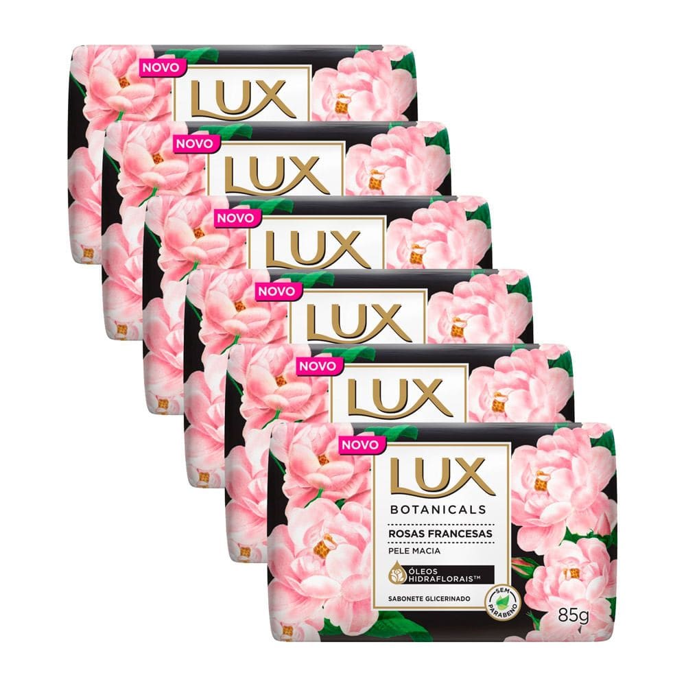Sabonete em Barra Lux Botanicals Rosas Francesas 85g  Kit com seis unidades