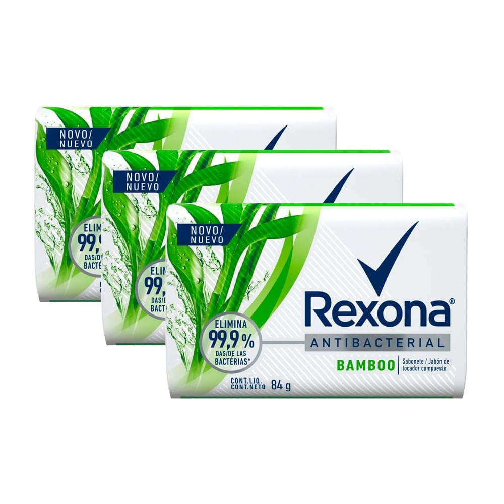 Kit 3 Sabonete em Barra Rexona Bamboo Fresh com 84g
