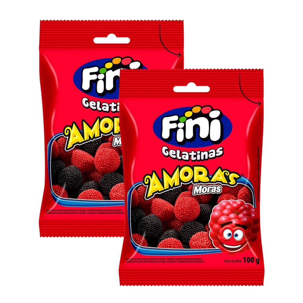 Kit 2 Balas de Gelatina Fini Amoras 100g